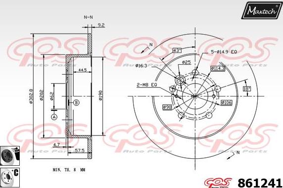 Maxtech 871526 - Гальмівний диск autozip.com.ua