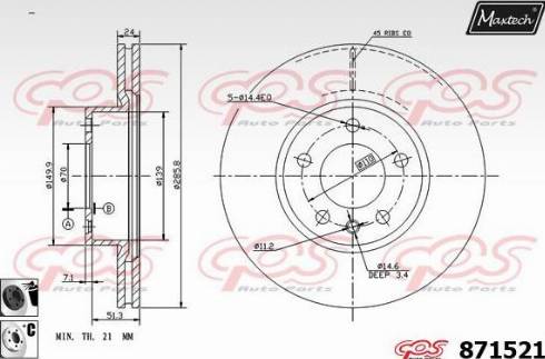 Maxtech 871521.6060 - Гальмівний диск autozip.com.ua