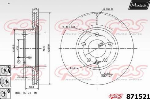 Maxtech 871521.6880 - Гальмівний диск autozip.com.ua