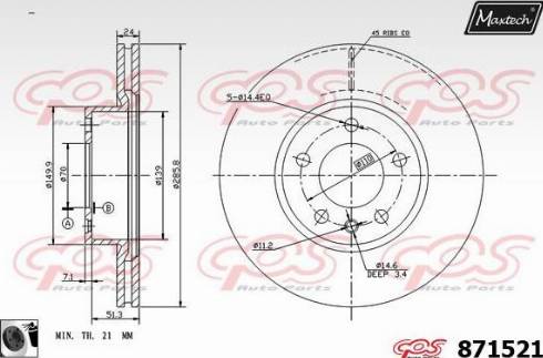 Maxtech 871521.0060 - Гальмівний диск autozip.com.ua