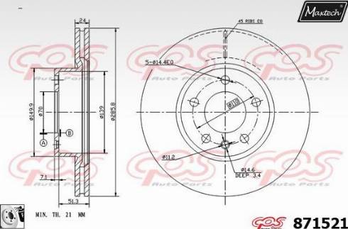 Maxtech 871521.0080 - Гальмівний диск autozip.com.ua