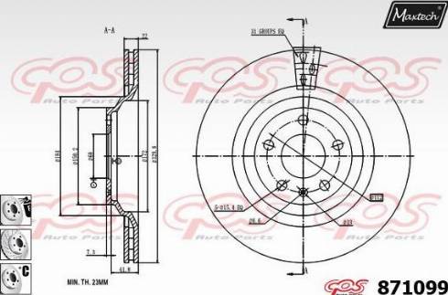 Maxtech 871099.6880 - Гальмівний диск autozip.com.ua