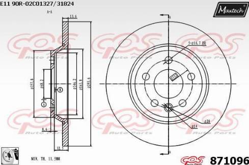 Maxtech 871096.0080 - Гальмівний диск autozip.com.ua