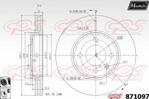 Maxtech 871097.6060 - Гальмівний диск autozip.com.ua