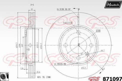 Maxtech 871097.0060 - Гальмівний диск autozip.com.ua