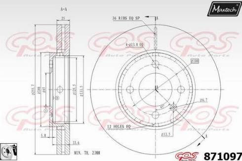 Maxtech 871097.0080 - Гальмівний диск autozip.com.ua