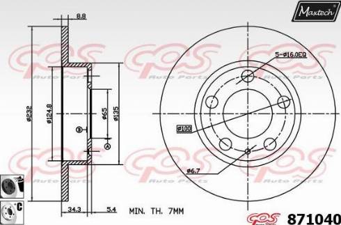 Maxtech 871040.6060 - Гальмівний диск autozip.com.ua