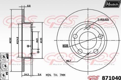 Maxtech 871040.6880 - Гальмівний диск autozip.com.ua