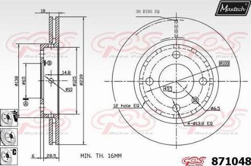 Maxtech 871048.6880 - Гальмівний диск autozip.com.ua