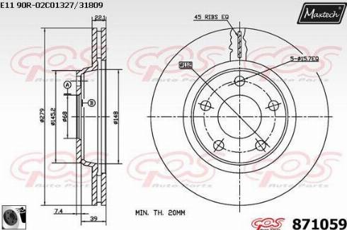 Maxtech 871059.0060 - Гальмівний диск autozip.com.ua