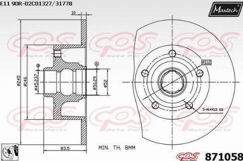 Maxtech 871058.0080 - Гальмівний диск autozip.com.ua