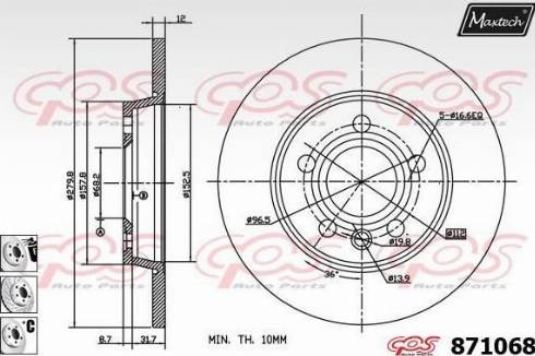 Maxtech 871068.6880 - Гальмівний диск autozip.com.ua