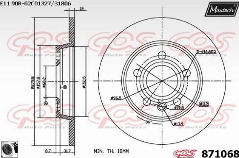 Maxtech 871068.0060 - Гальмівний диск autozip.com.ua