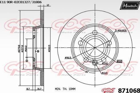 Maxtech 871068.0000 - Гальмівний диск autozip.com.ua