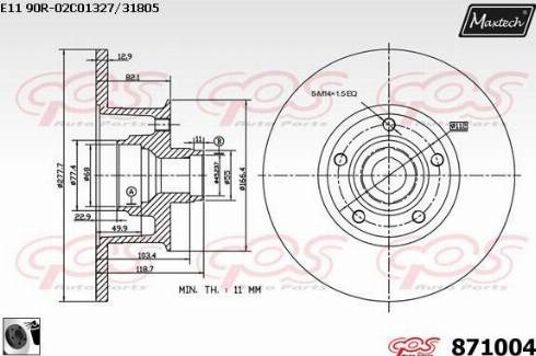 Maxtech 871004.0060 - Гальмівний диск autozip.com.ua