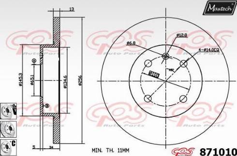 Maxtech 871010.6880 - Гальмівний диск autozip.com.ua