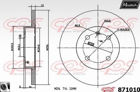 Maxtech 871010.0060 - Гальмівний диск autozip.com.ua