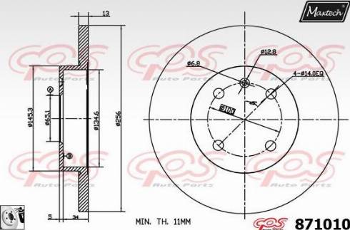 Maxtech 871010.0080 - Гальмівний диск autozip.com.ua