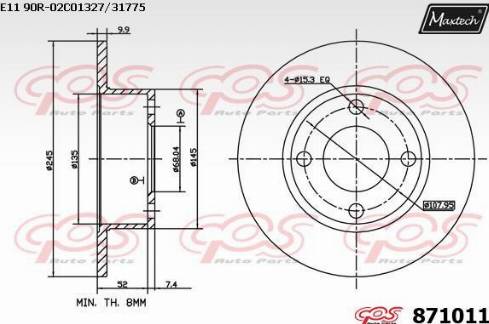 Maxtech 871011.0000 - Гальмівний диск autozip.com.ua