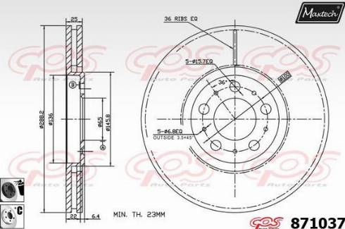 Maxtech 871037.6060 - Гальмівний диск autozip.com.ua