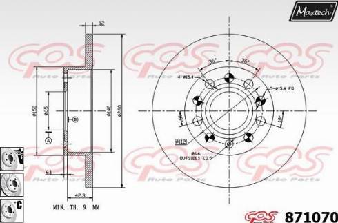 Maxtech 871070.6880 - Гальмівний диск autozip.com.ua