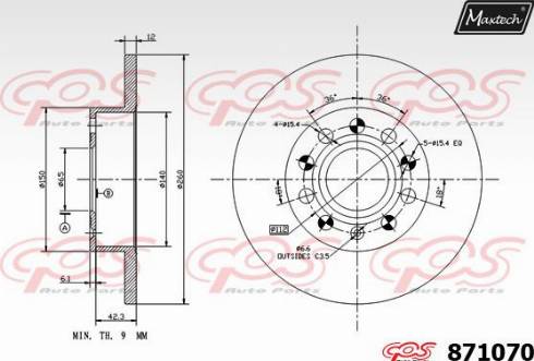 Maxtech 871070.0000 - Гальмівний диск autozip.com.ua