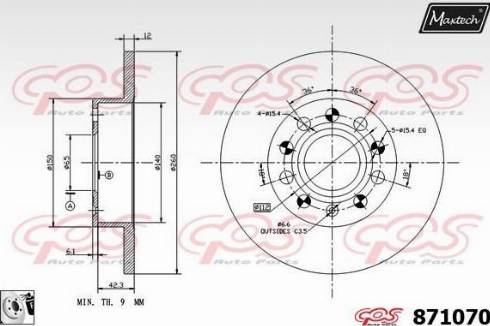 Maxtech 871070.0080 - Гальмівний диск autozip.com.ua