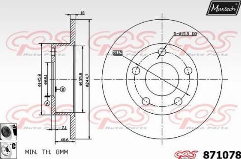 Maxtech 871078.6060 - Гальмівний диск autozip.com.ua