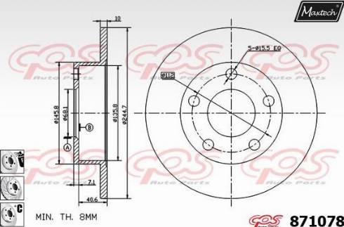 Maxtech 871078.6880 - Гальмівний диск autozip.com.ua