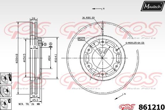 Maxtech 871073 - Гальмівний диск autozip.com.ua