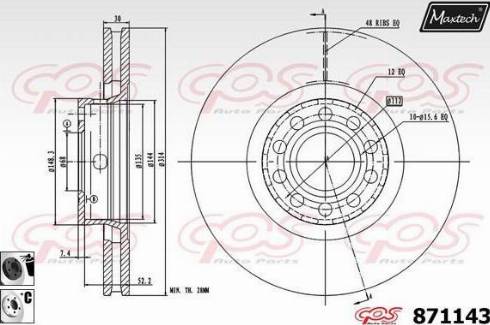 Maxtech 871143.6060 - Гальмівний диск autozip.com.ua