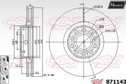 Maxtech 871143.6880 - Гальмівний диск autozip.com.ua