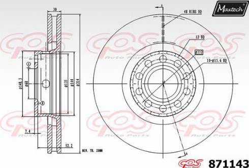 Maxtech 871143.0000 - Гальмівний диск autozip.com.ua