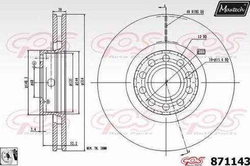 Maxtech 871143.0080 - Гальмівний диск autozip.com.ua