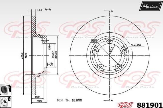 Maxtech 871143 - Гальмівний диск autozip.com.ua