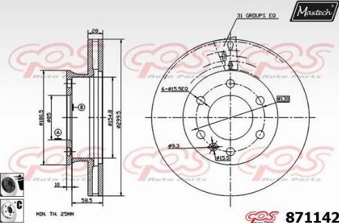 Maxtech 871142.6060 - Гальмівний диск autozip.com.ua