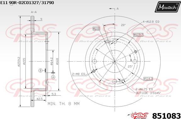 Maxtech 871155 - Гальмівний диск autozip.com.ua