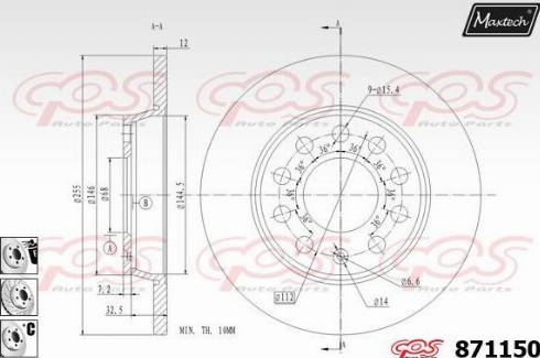 Maxtech 871150.6880 - Гальмівний диск autozip.com.ua