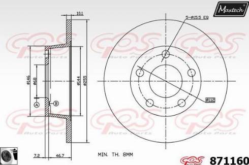 Maxtech 871160.0060 - Гальмівний диск autozip.com.ua