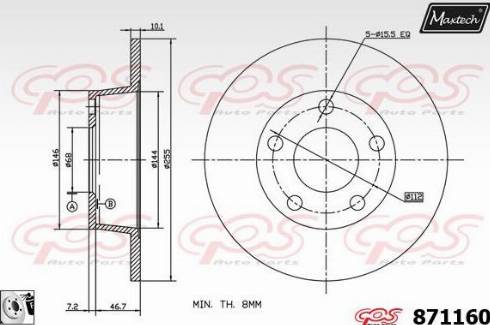 Maxtech 871160.0080 - Гальмівний диск autozip.com.ua