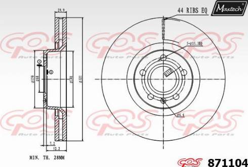 Maxtech 871104.0000 - Гальмівний диск autozip.com.ua