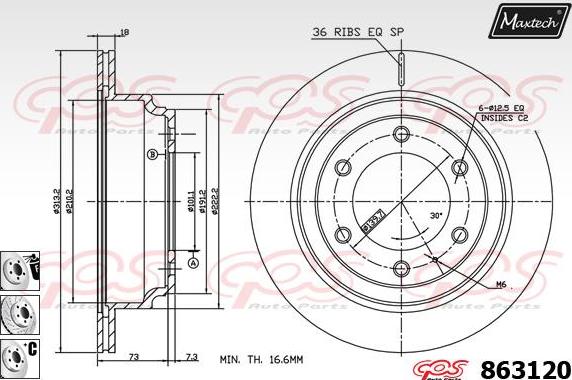 Maxtech 873086 - Гальмівний диск autozip.com.ua