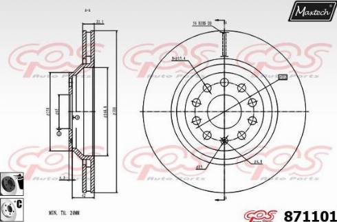 Maxtech 871101.6060 - Гальмівний диск autozip.com.ua