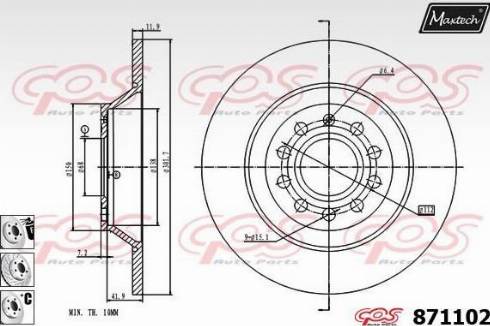 Maxtech 871102.6880 - Гальмівний диск autozip.com.ua