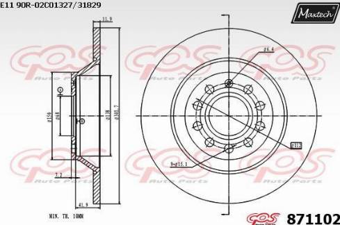 Maxtech 871102.0000 - Гальмівний диск autozip.com.ua