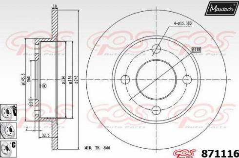 Maxtech 871116.6980 - Гальмівний диск autozip.com.ua