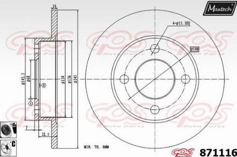 Maxtech 871116.6060 - Гальмівний диск autozip.com.ua