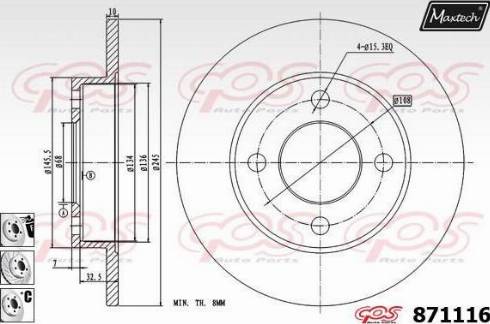 Maxtech 871116.6880 - Гальмівний диск autozip.com.ua