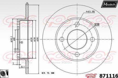 Maxtech 871116.0060 - Гальмівний диск autozip.com.ua