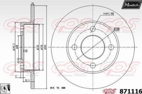 Maxtech 871116.0080 - Гальмівний диск autozip.com.ua